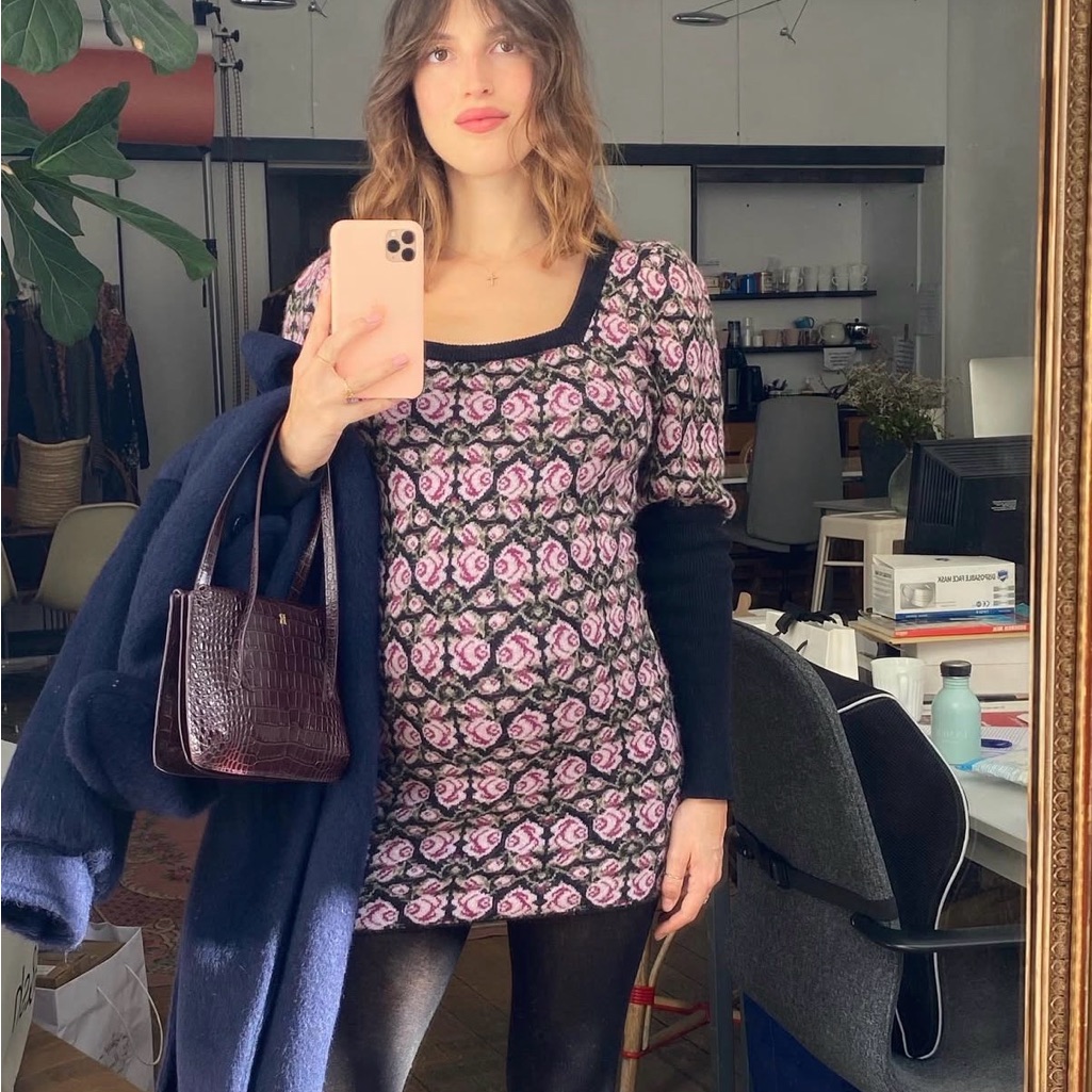 Rouje Valentine Sweater Dress Intarsia Floral Knit Pattern